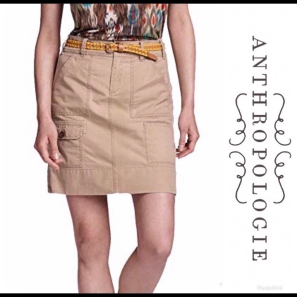 ANTHROPOLOGIE Skirt Women’s 0 Khaki Paper Boy NWT